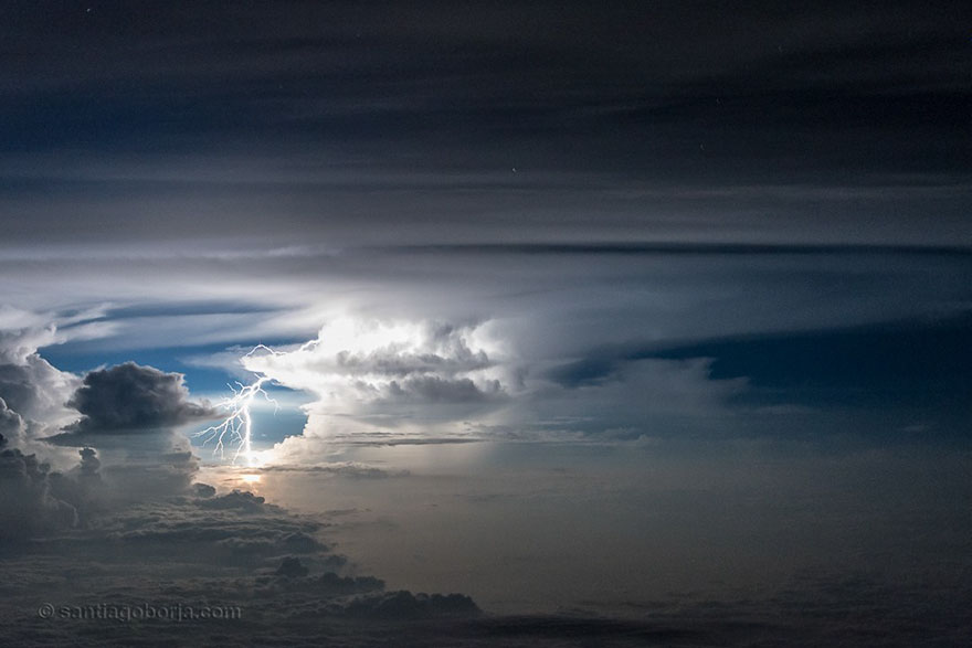 Pilot Santiago Borja Lopez Captures Colossal Pictures Of Clouds and Lightning Storms From His Cockpit